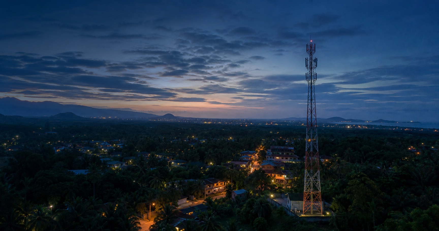 Visual representatif konektivitas wilayah dengan menara telekomunikasi